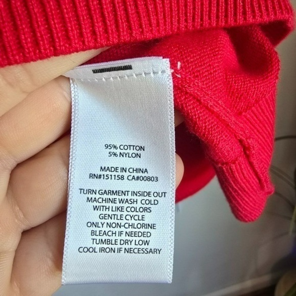 525 America NEW Cherry Red Maddi Johnny Collar V-neck Sweater SZ XL Nautical - Picture 6 of 13